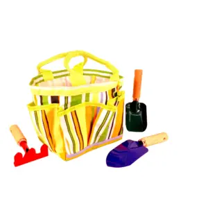 G and F Kids Garden Tools | Tote Canvas and Hand Material Rake and Shovel Trowel | Colour Green | 1 Pack | Product 2