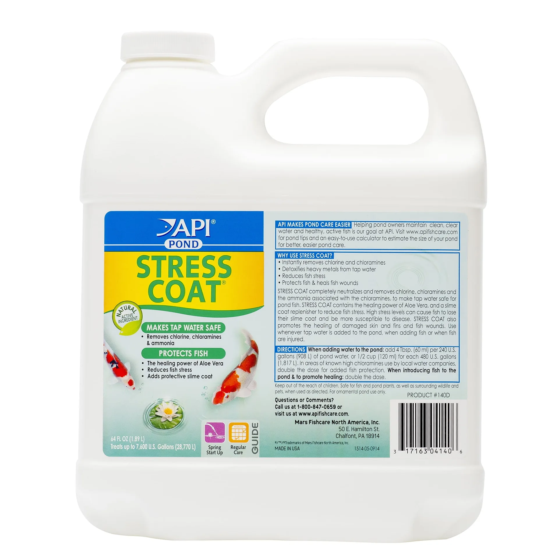 API Pond Stress Coat | Pond Water Conditioner | 64 Ounce | 64 Ounce (Treats 7,680 Gallons)
