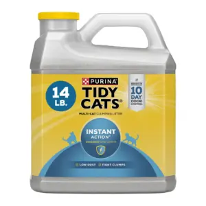 Purina Tidy Cats Instant Action Clumping Cat Litter | Natural | Low Dust | Odor Control | 14 lb. Jug