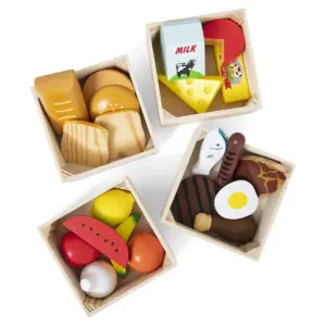 Melissa and Doug Food Groups | 21 Wooden Pieces and 4 Crates | Multi | Play Food Sets For Kids Kitchen | Pretend Food | Toy Food For Toddlers And Kids Ages 3+