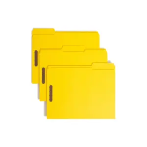 Smead 12940 Folders | Two Fasteners | 1/3 Cut Assorted Top Tab | Letter | Yellow | 50/Box