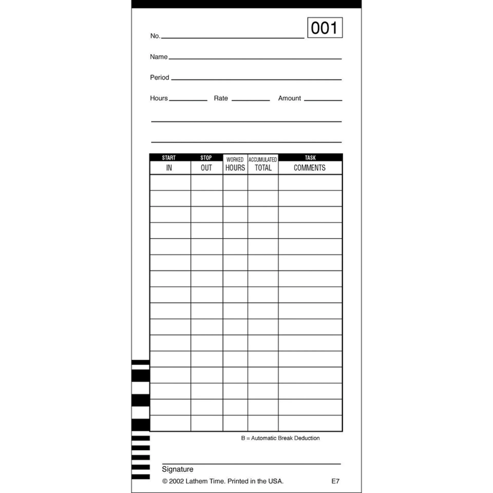 Lathem Time Cards | Numbered 1-100 | 2-Sided | 3 3/8 x 7 1/4 | Pack Of 100