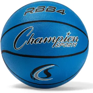 Champion Sports Rubber Intermediate Basketball | Heavy Duty | Pro-Style Basketballs | & Sizes | Premium Basketball Equipment | Indoor Outdoor | Sports Education Supplies (Size 6 | Blue) | Size 6 (28.5)