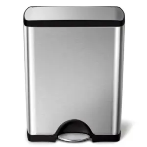 simplehuman 38L Rectangular Step Kitchen Trash Can | Stainless Steel with Soft-Close Lid | 38 L