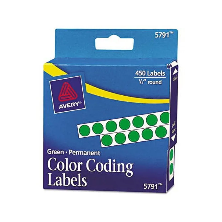 Handwrite-Only Permanent Self-Adhesive Round Color-Coding Labels Inch Dispensers 0.25 dia. | Green | 450/Roll | 5791