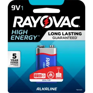 Rayovac High Energy Alkaline Battery | Size 9V Battery | 1-pack A1604-1K (Packaging may vary)