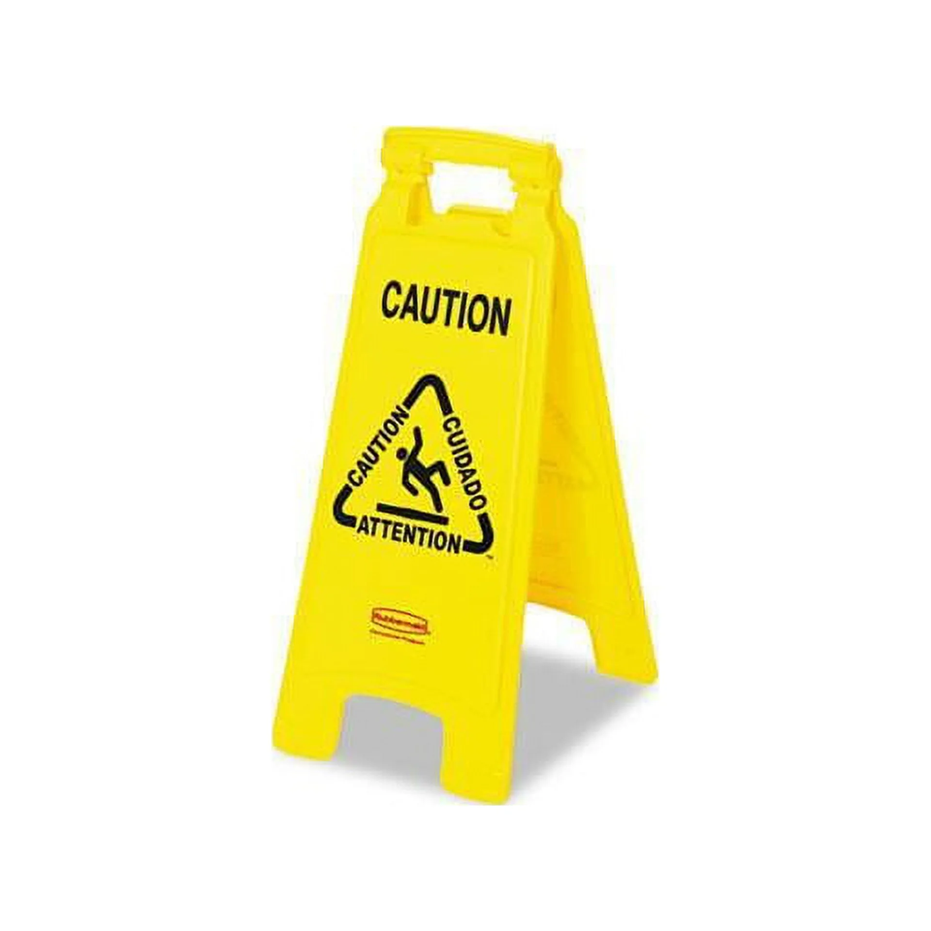 Rubbermaid Commercial Products Collapsible Multilingual Caution Industrial Sign for Office/Restroom/Restaurant/School/Business/Hospital/Distribution Facility | 2-Sided | 26 Inch | Yellow