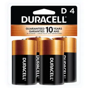 Duracell Coppertop D Alkaline Batteries 4/Pack