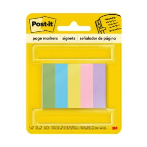 Post-it Page Marker | Assorted Colors | 1/2 Inch x 1-3/4 Inch | 5 Pads