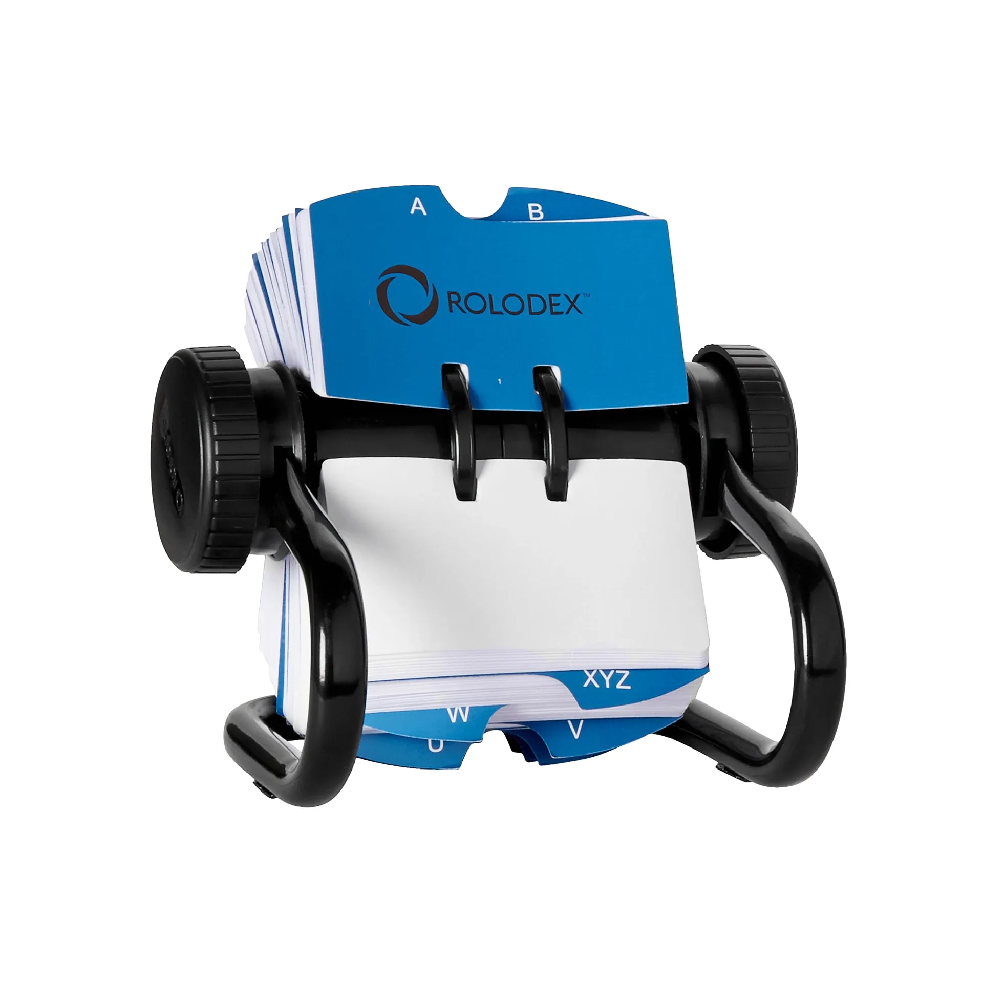 Rolodex Open Rotary Card Organizer with 500 2-1/4 x 4 Inch Cards & 24 A-Z Guides | Black