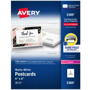 Avery Printable Postcards with Sure Feed | 4 x 6 | White (5389)