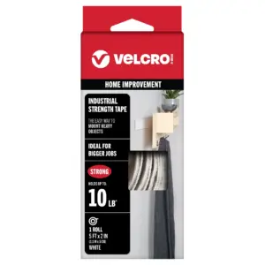 VELCRO Brand Industrial Strength Tape | Indoor and Outdoor Use | Superior Holding Power on Smooth Surfaces | 5ft x 2in Black Tape | Single