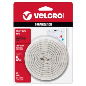 VELCRO Brand Sticky Back 5 Ft x 3/4 Inch | White Tape Roll with Adhesive | Cut Strips to Length | Sticky Back Hook & Loop Fasteners | Perfect for Home | Office or Classroom