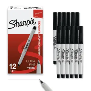 Sharpie Permanent Markers | Ultra Fine Point | Black | 12 Count | Single