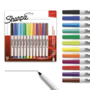 Sharpie Permanent Markers | Ultra Fine Point | Assorted Colors | 12 Count