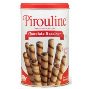 Pirouline Chocolate Hazelnut Creme Filled Rolled Wafers | 14.1oz Tin | 32 Cookies