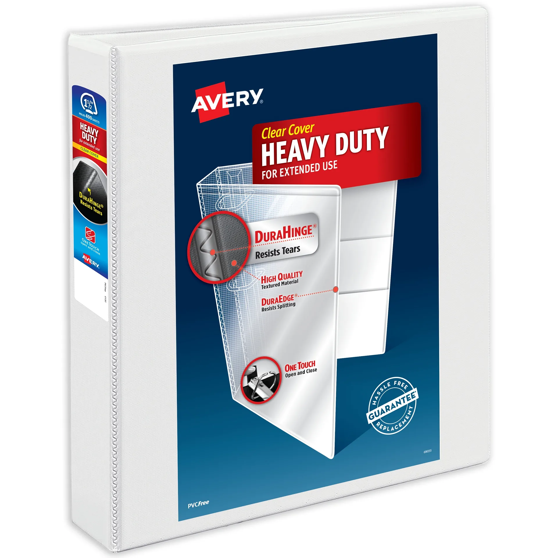 Avery Heavy Duty View Binder | 1.5 | White | Slant Ring | One-Touch | 375 Sheet Capacity | 1 Binder
