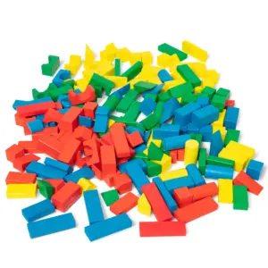 Melissa and Doug Wooden Building Block Set | 200 Blocks Inch 4 Colors and 9 Shapes