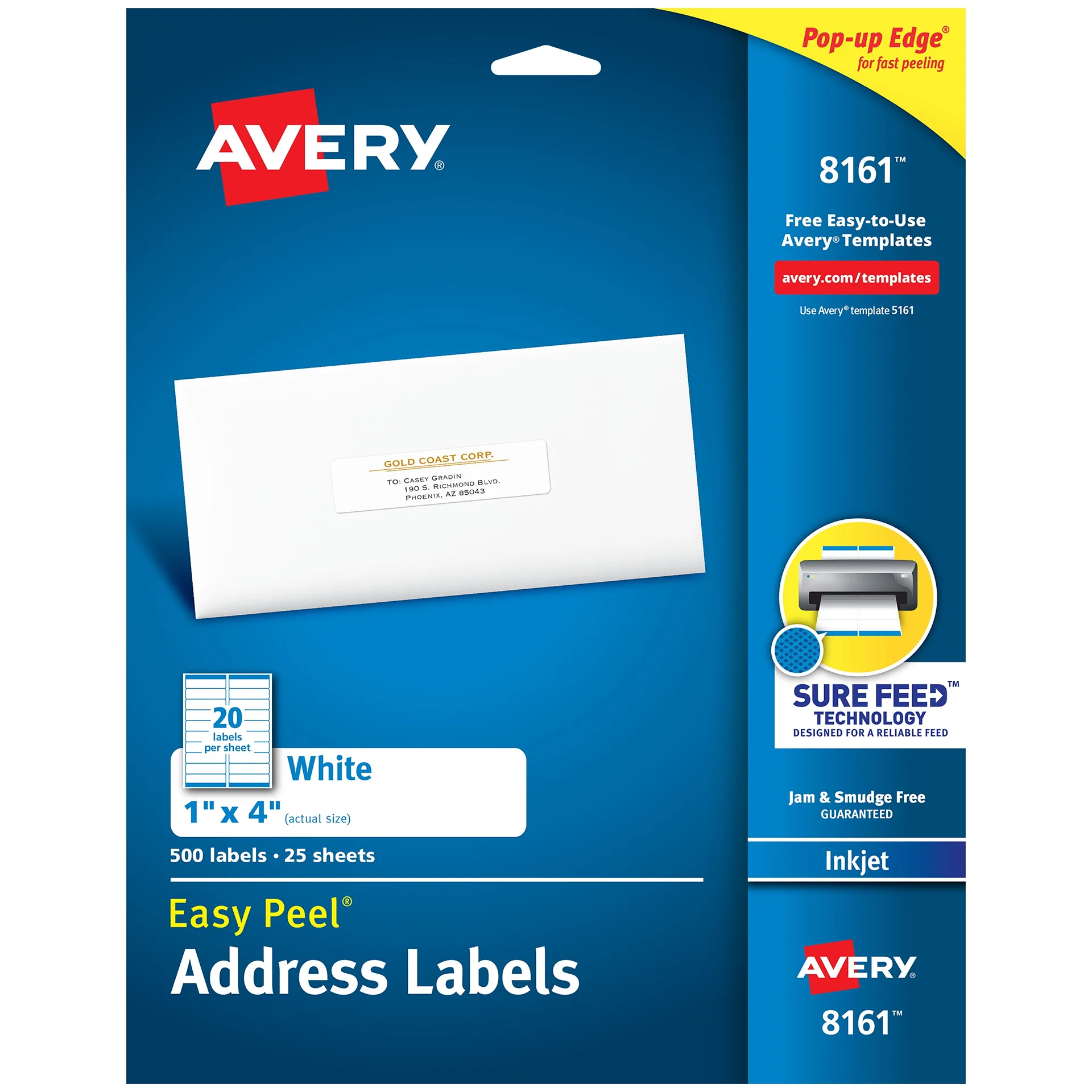 Avery Easy Peel Address Labels | 1 x 4 | 500 Labels (8161)