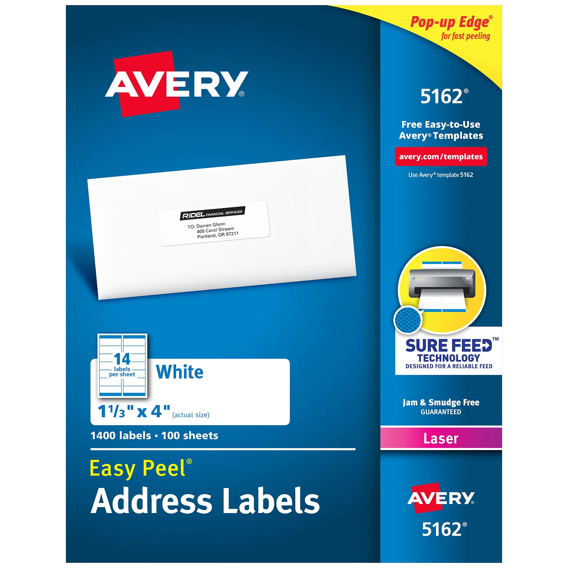 Avery Address Labels | 1-1/3 x 4 | White | 1,400ct (5162)