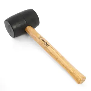 GreatNeck Rubber Mallet with Hickory Handle | Black | 16 Ounce