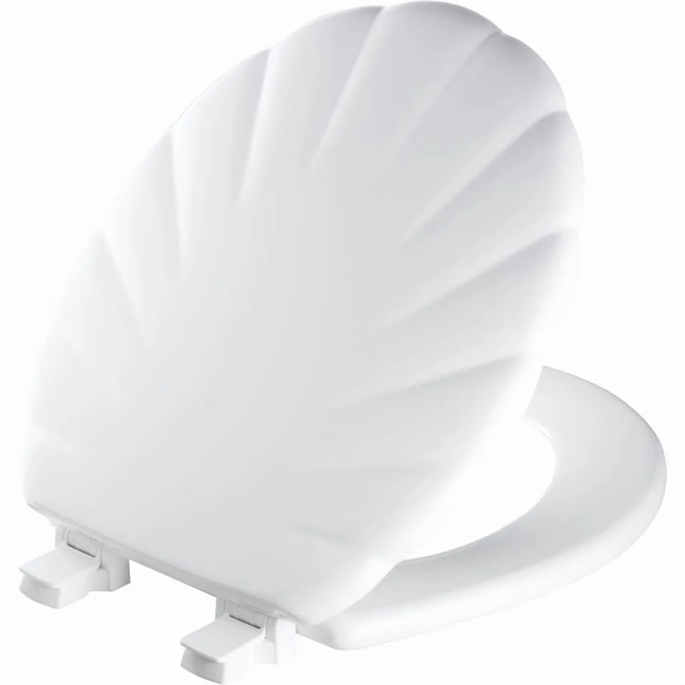 Mayfair Swirl Round Enameled Wood Toilet Seat Inch White with STA-TITE