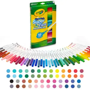 Crayola Super Tips Washable Markers for Kids | 50 Ct | Classroom Must Haves | Back to School Supplies | 3+