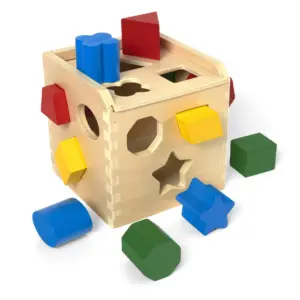 Melissa and Doug Shape Sorting Cube | Classic Wooden Toy With 12 Shapes | Multicolor | Multi-Colored
