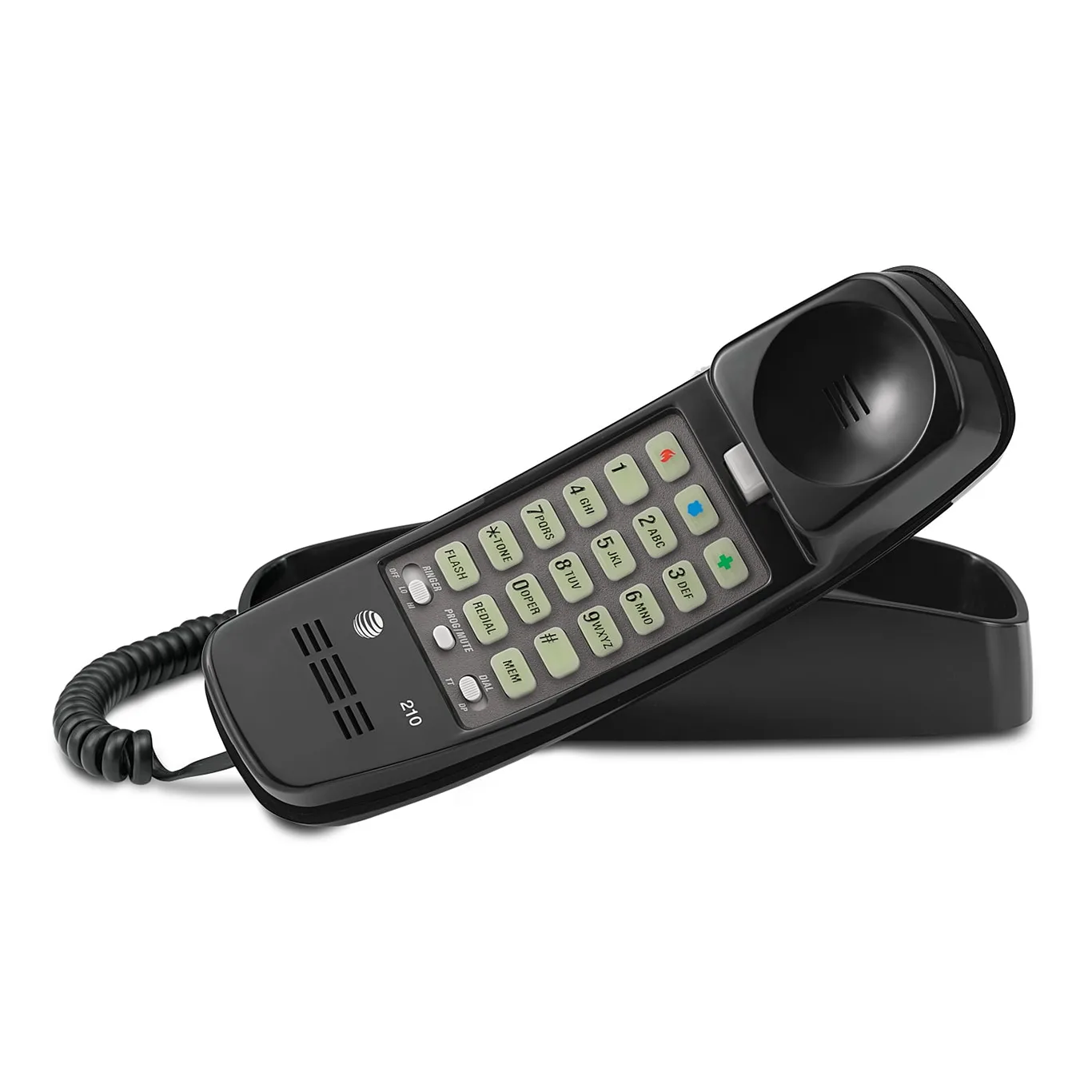 AT&T TML 210M Corded Trimline Phone With Lighted Keypad (Black) (Premium Edition)