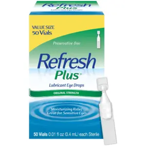 Refresh Plus Lubricant Eye Drops Preservative-Free Artificial Tears | 0.4 Milliliters | 50 Count
