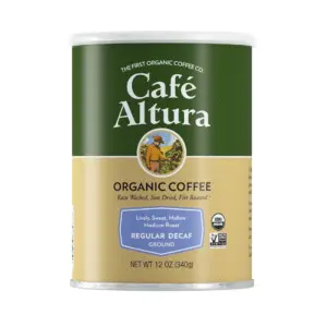 Caf Altura Ground Organic Coffee | Regular Roast Decaf | 12 Ounce Can (Pack of 3)