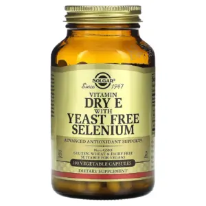 Solgar Dry E with Yeast Free Selenium 100 Vegetable Capsules (Premium Edition)