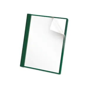 Oxford 55856 Clear Front Report Cover | Tang Clip | Letter | 1/2 Capacity | Green | 25/Box
