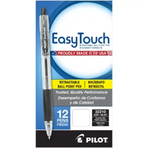 Pilot Easy Touch Retractable Ballpoint Pens | Fine Point | 0.7 Millimeters | Black Ink | 12 Pack