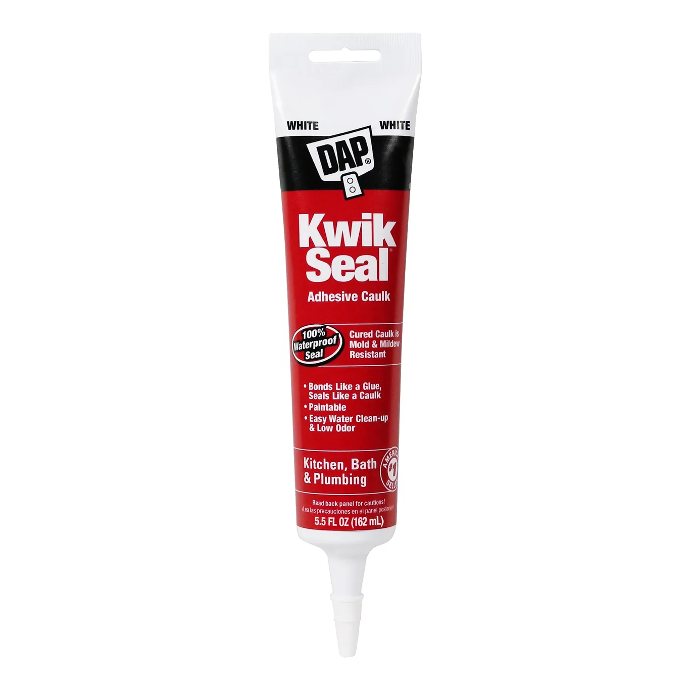 DAP Kwik Seal 5.5 Ounce White Adhesive Kitchen & Bath Acrylic Latex Caulk | Single