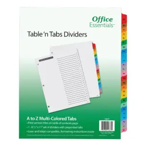 Office Essentials Table and Tabs Dividers with Multicolor Tabs | A-Z Tab | 1 Set (11677) | Single