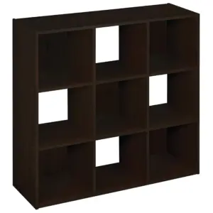 GusaPl 9 Cube Laminated Wood Stackable Open Bookcase Display Shelf Organizer for Household | Living Rooms | & Studies | Espresso