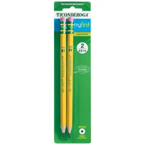 Ticonderoga My First Beginner Pencils | Sharpened #2 Lead | Yellow | 2 Count | Single