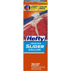 Hefty Slider Freezer Kitchen Storage Bags | Gallon Size | 25 Count( Pack of 2 )