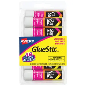 Avery Glue Stick Value Pack White | Washable | Nontoxic | 0.26 Ounce. Permanent Glue Stic | 18pk (98089) | White & Dries Clear