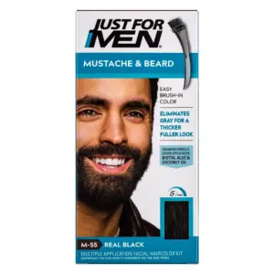 Just For Men Mustache Beard Brush Inch Color Gel | M 55 Real Black | Pack of 1