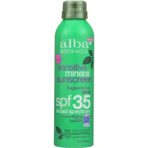 Alba Botanica Fragrance Free Sensitive Mineral SPF 35 Sunscreen | 6 Ounce | Single
