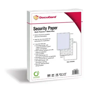 Paris Business Products DocuGard Security Paper | Blue | 8-1/2 x 11 | 500 Sheets | Single