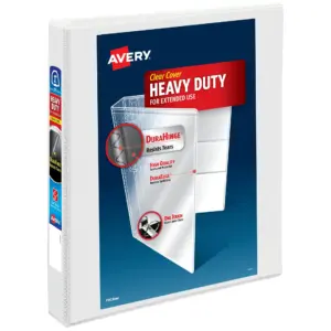 Avery Heavy-Duty View Binder | 1 EZD Rings | 1 White Binder (79199) | Single