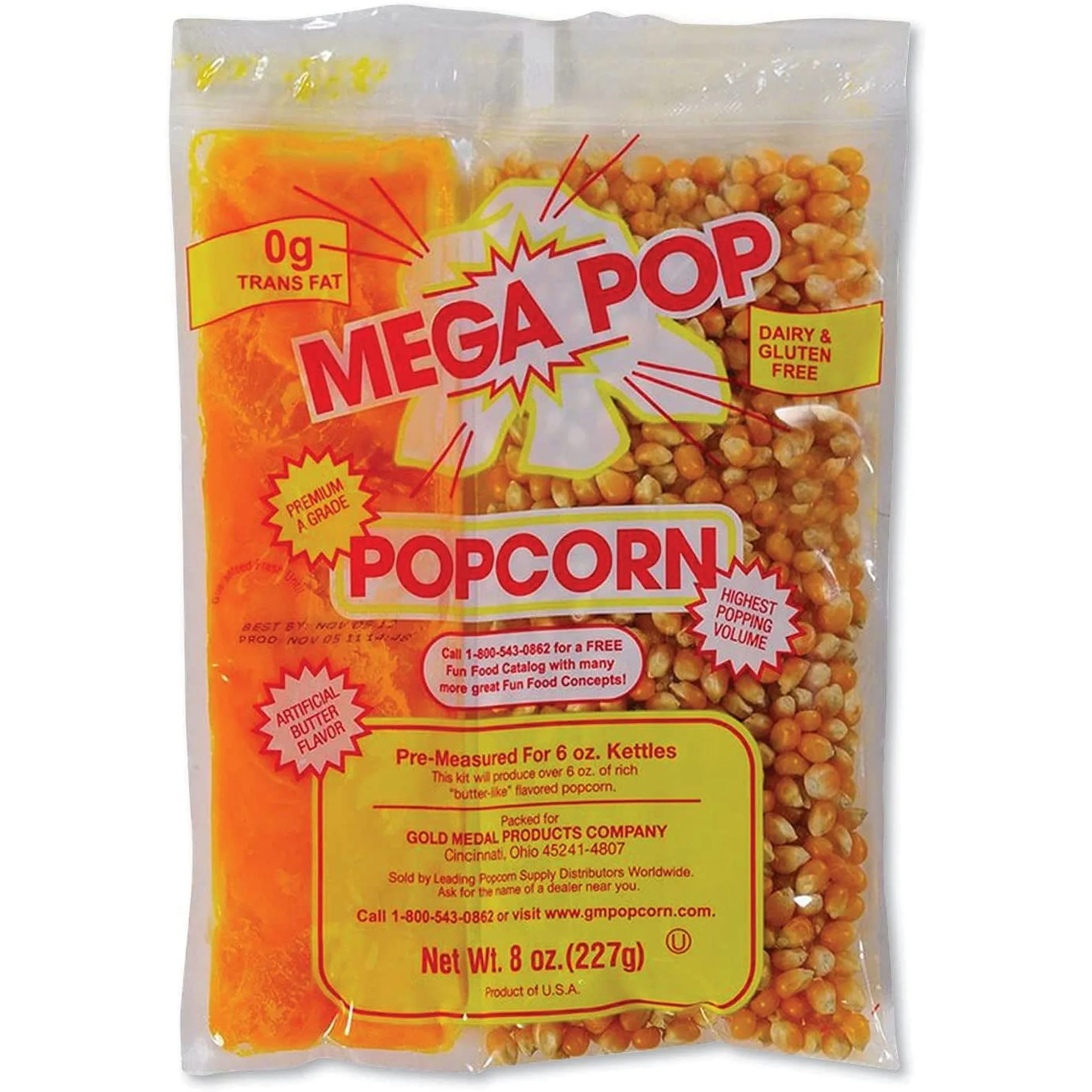 Mega Pop Popcorn Butter 8 Ounce Bag 36 Bags/Carton GOM2836 | 1