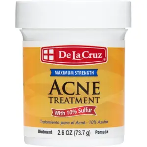 De La Cruz Acne Treatment Cream with 10% SULPHUR | For Face Acne | Pimples | Blackheads | 2.6 Ounce