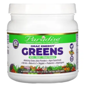 Paradise ORAC Energy Greens Powder Extract | Super Antioxidants | Probiotics | Vitamin C | 60 Servings