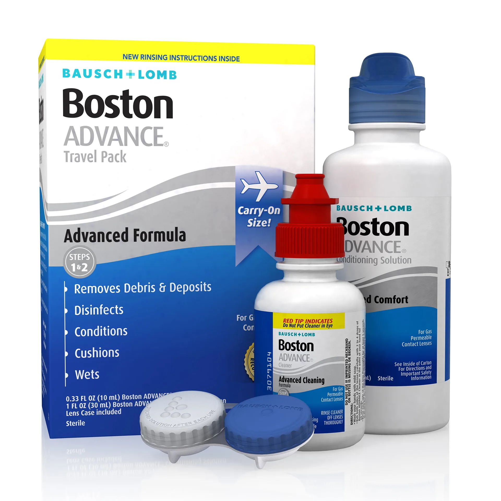 Boston ADVANCE Formula Contact Lens Solution Travel Pack – Complete Contact Lens Cleaning & Care Kit for Rigid Gas Permeable Lenses – from Bausch + Lomb | Single