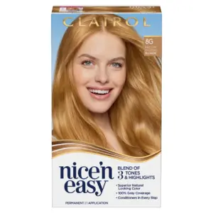 Clairol Nice'n Easy Permanent Hair Color Cream | 8G Medium Golden Blonde | Hair Dye | 1 Application