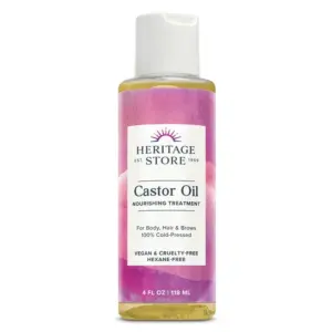 Heritage Store Castor Oil | Cold Pressed | Rich Hydration for Vibrant Hair and Skin | Bold Lashes and Brows | Hexane Free | 4oz | 4 FL Ounce | 4.95